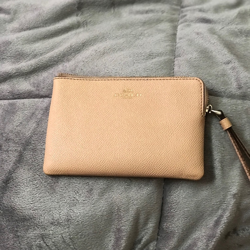 Beige small Coach wristlet
